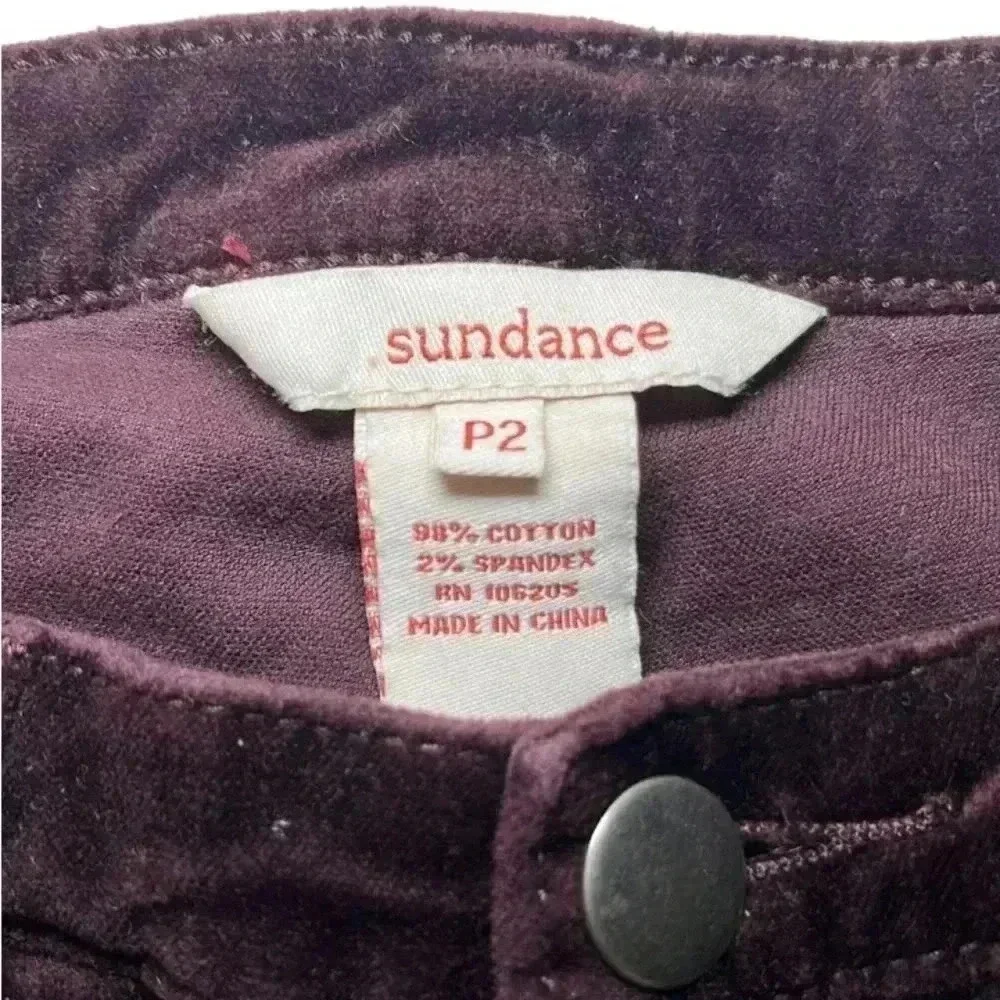 Sundance Velveteen Stretch Straight Leg Pants Burgundy 2P